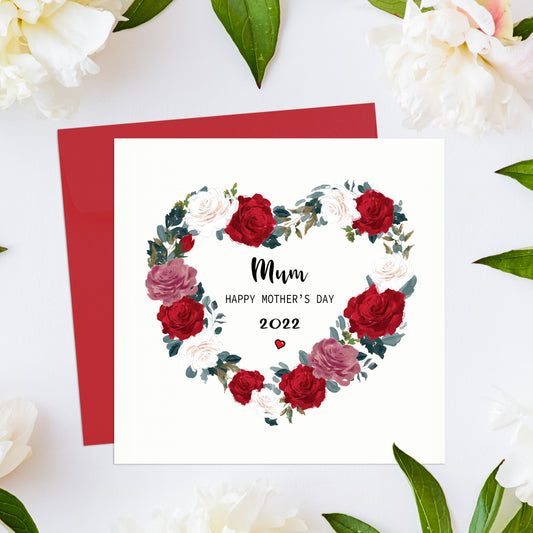 Love Heart Wreath Mother's Day Card