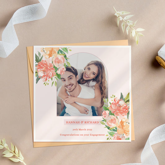 Personalised Floral Photo Engagement Card
