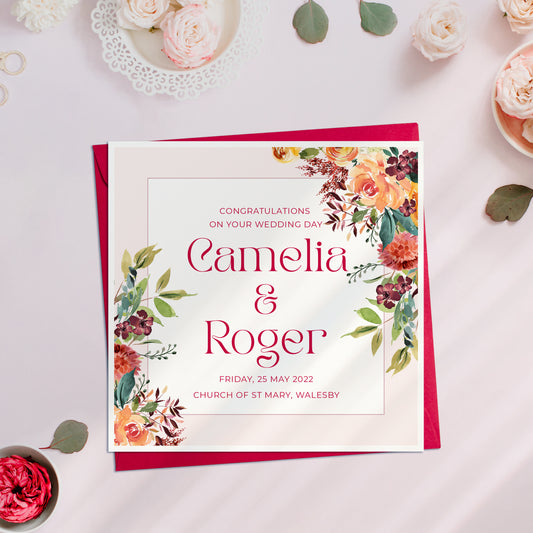 Personalised Floral Wedding Card