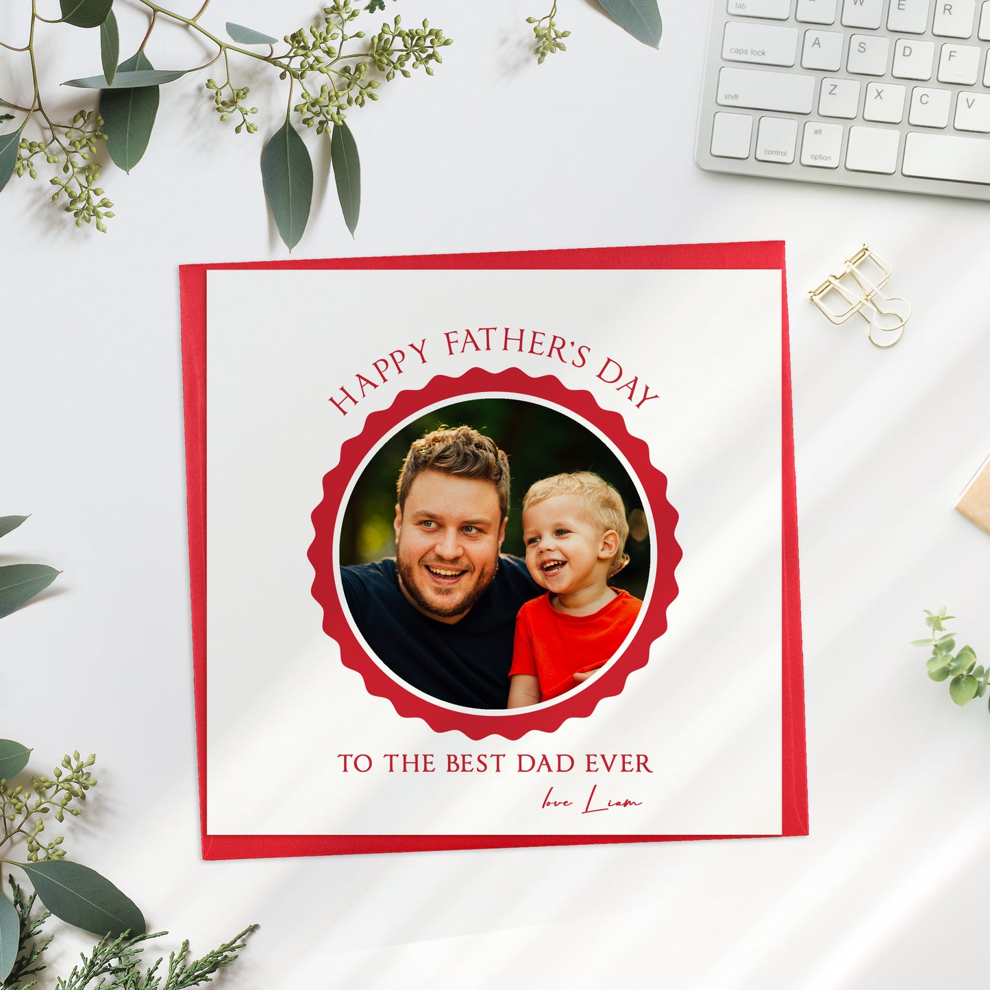 Personalised Fathers Day Scalloped Photo Card