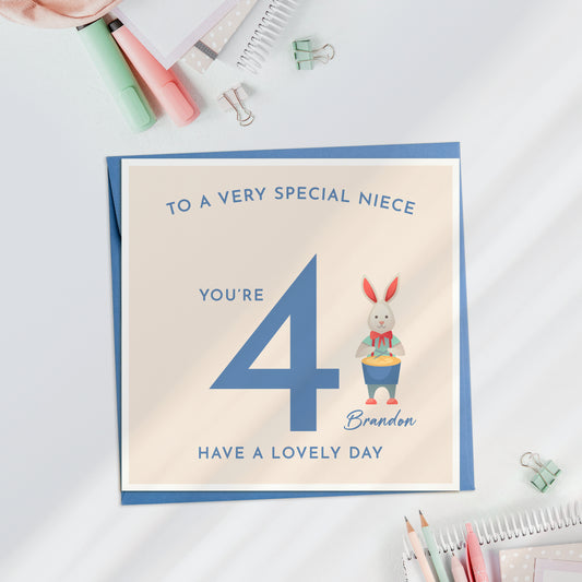 Vintage Rabbit Toy Birthday Card
