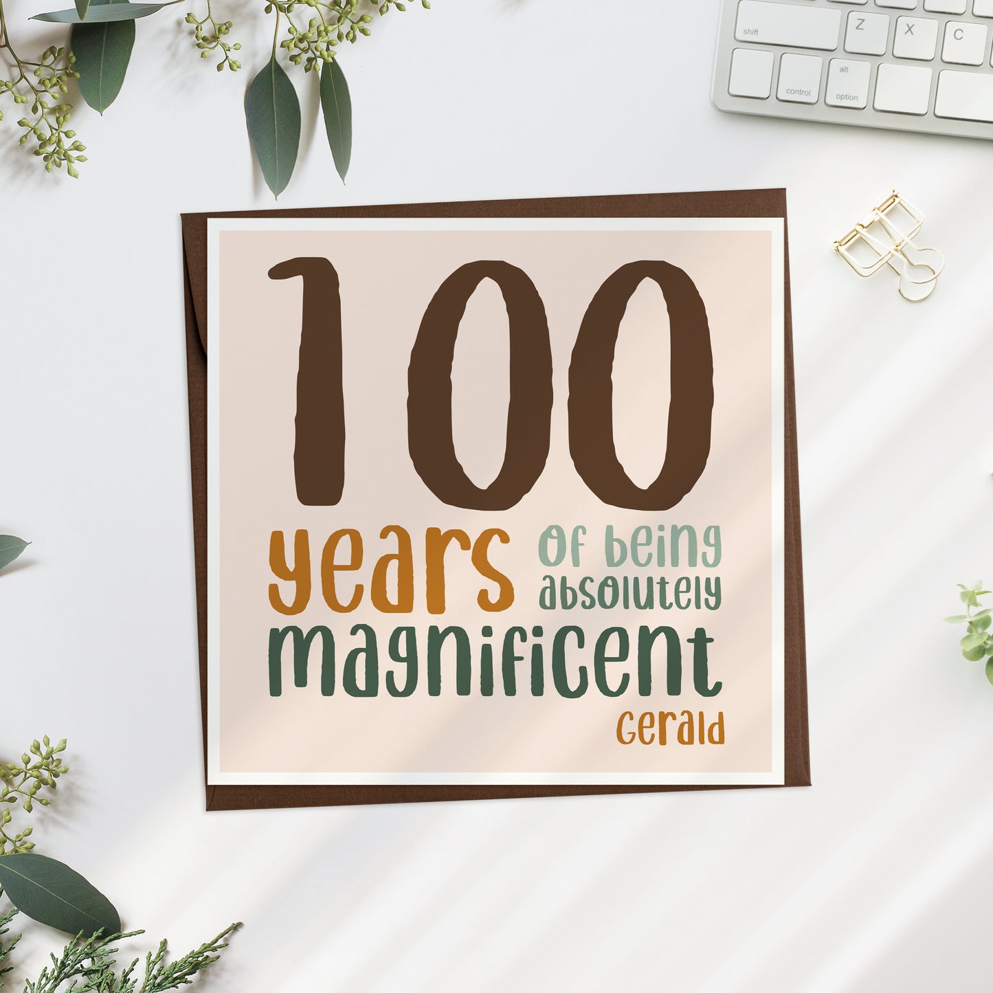 Personalised 100th Masculine Birthday Card