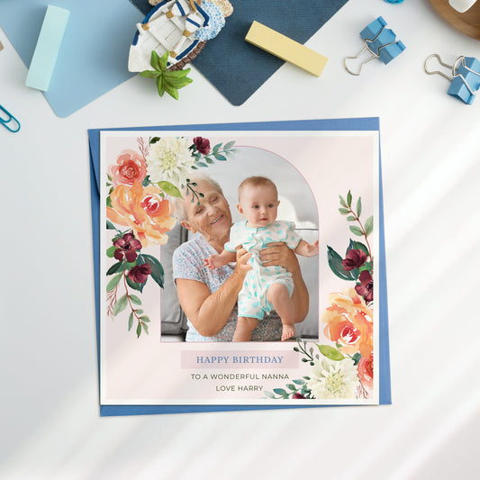 Personalised Floral Photo Card