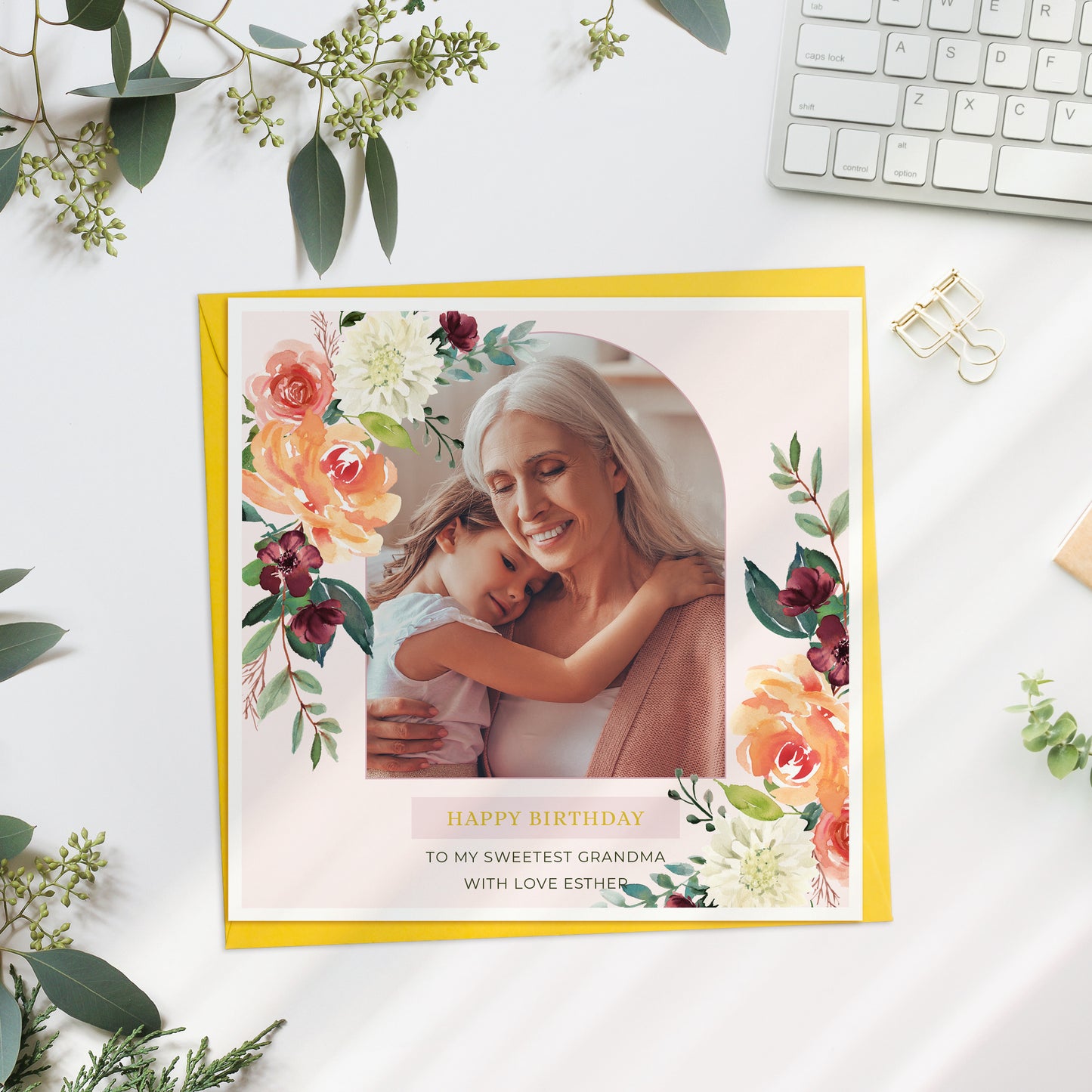 Personalised Floral Photo Card