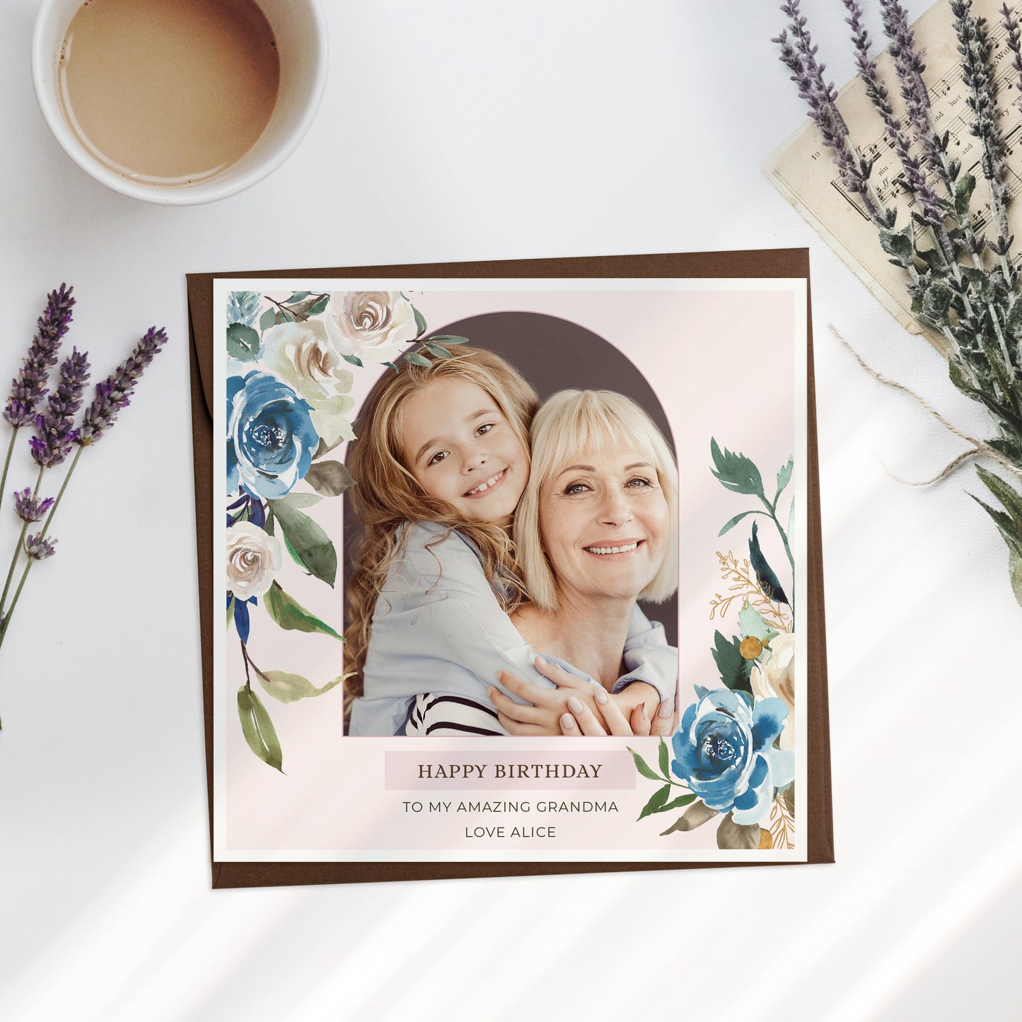 Personalised Floral Photo Card, Grandmother