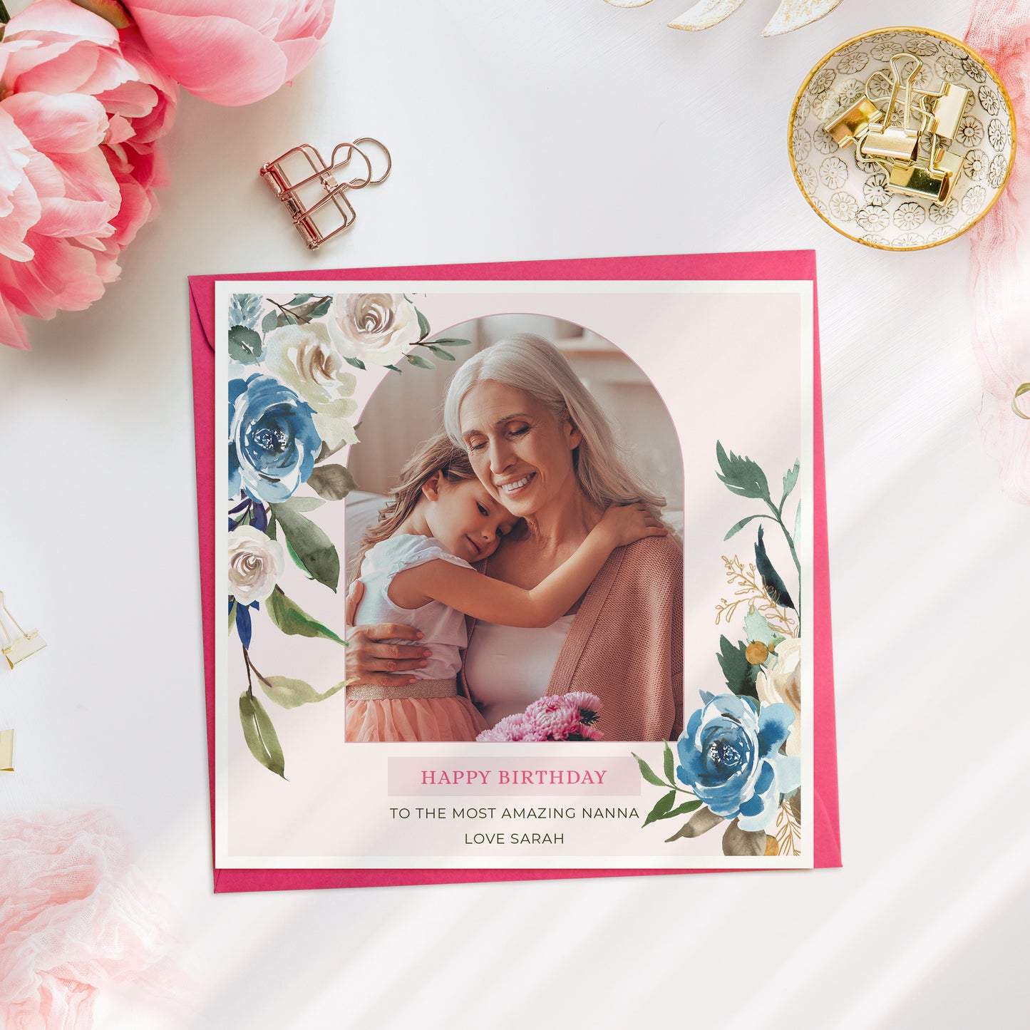 Personalised Floral Photo Card, Grandmother
