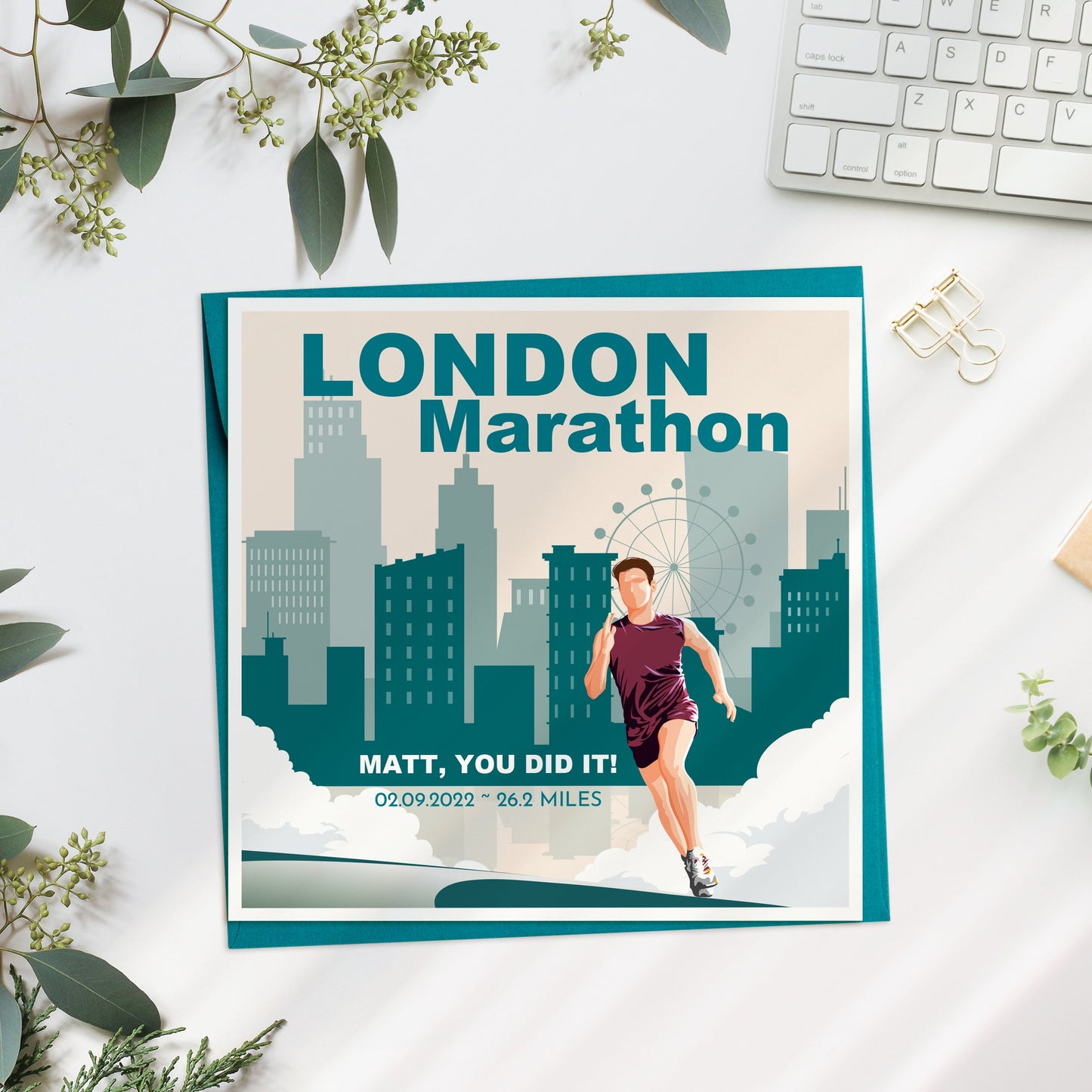 Personalised Illustrated London Marathon Card