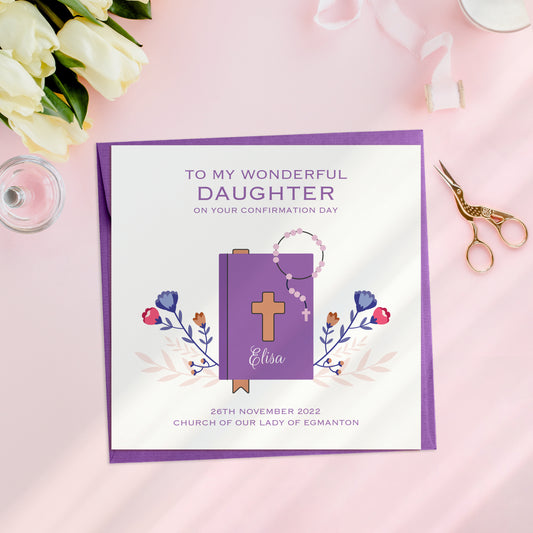 Personalised BIBLE Floral Confirmation card for Niece, Granddaughter, Daughter