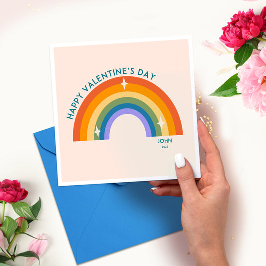 Personalised Rainbow Valentine's Card