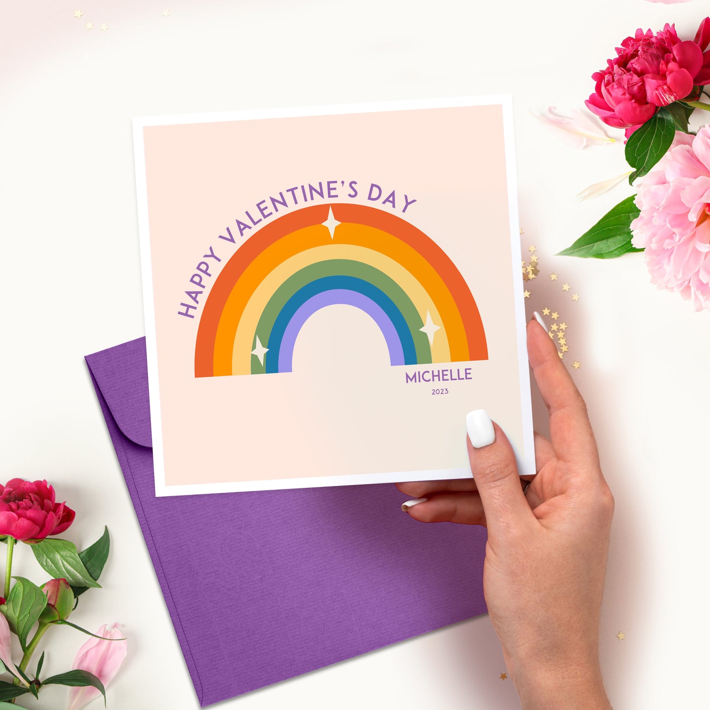 Personalised Rainbow Valentine's Card
