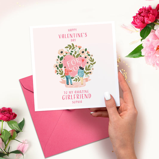 Personalised Valentines Day Card for wife, Valentines Card For her, Happy Valentines To My Wonderful Girlfriend, Wife Valentine's Card