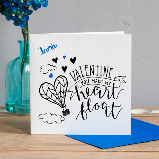 Valentines Day Card, Husband Valentines Day Card, Personalised Valentines Day Card, You Make My Heart Float Card, Love Card, I love You Card