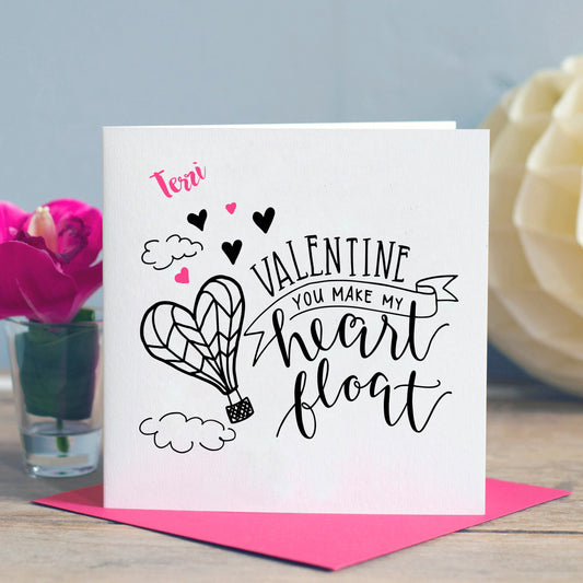 Valentines Day Card, You Make My Heart Float Card, Girlfriend Card, Wife Card, Love Card, I love You Card