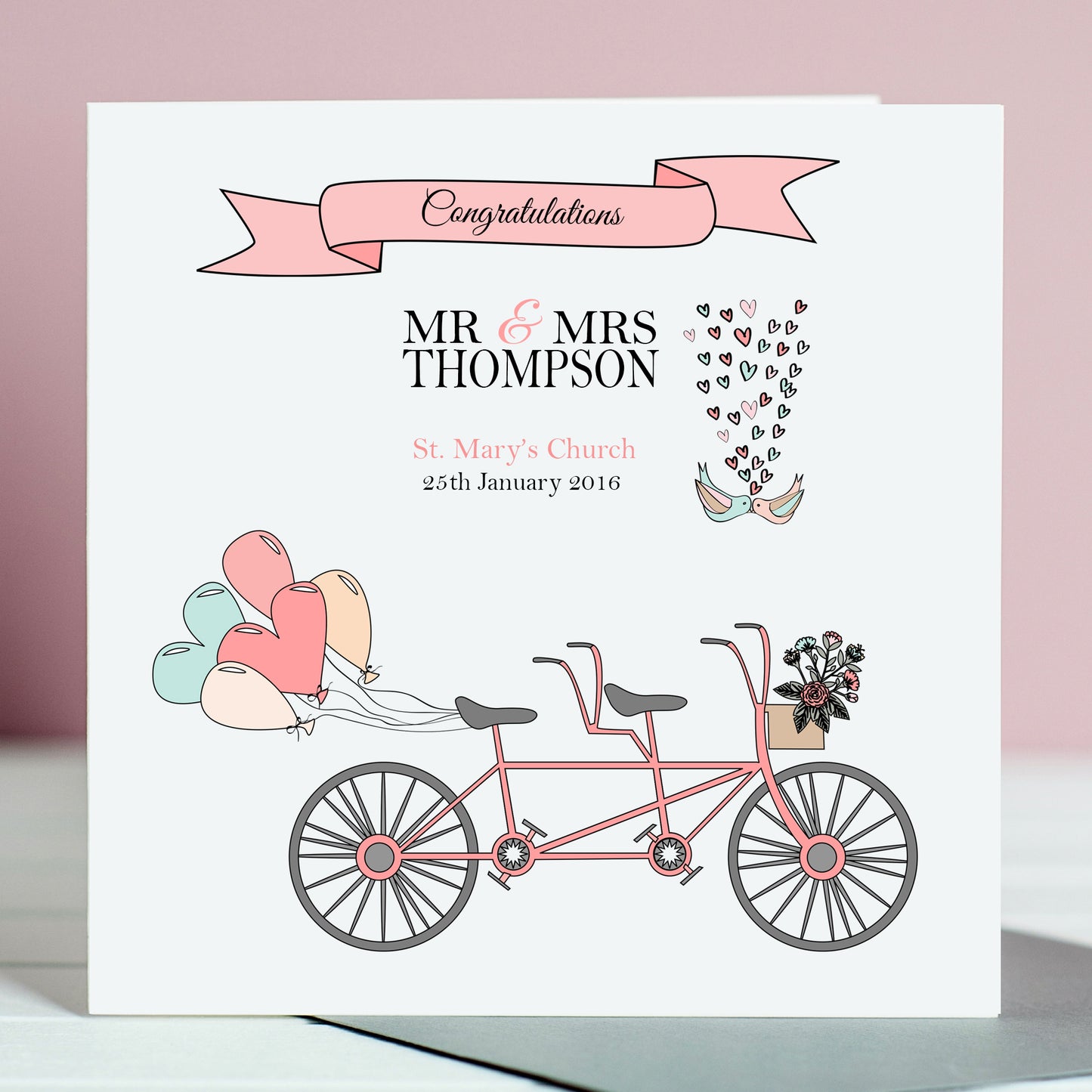 Wedding Card Tandem Bike