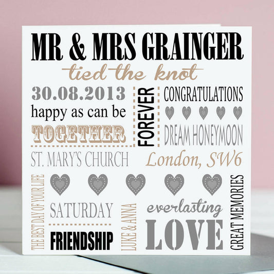 Personalised Wedding Card - Word Art