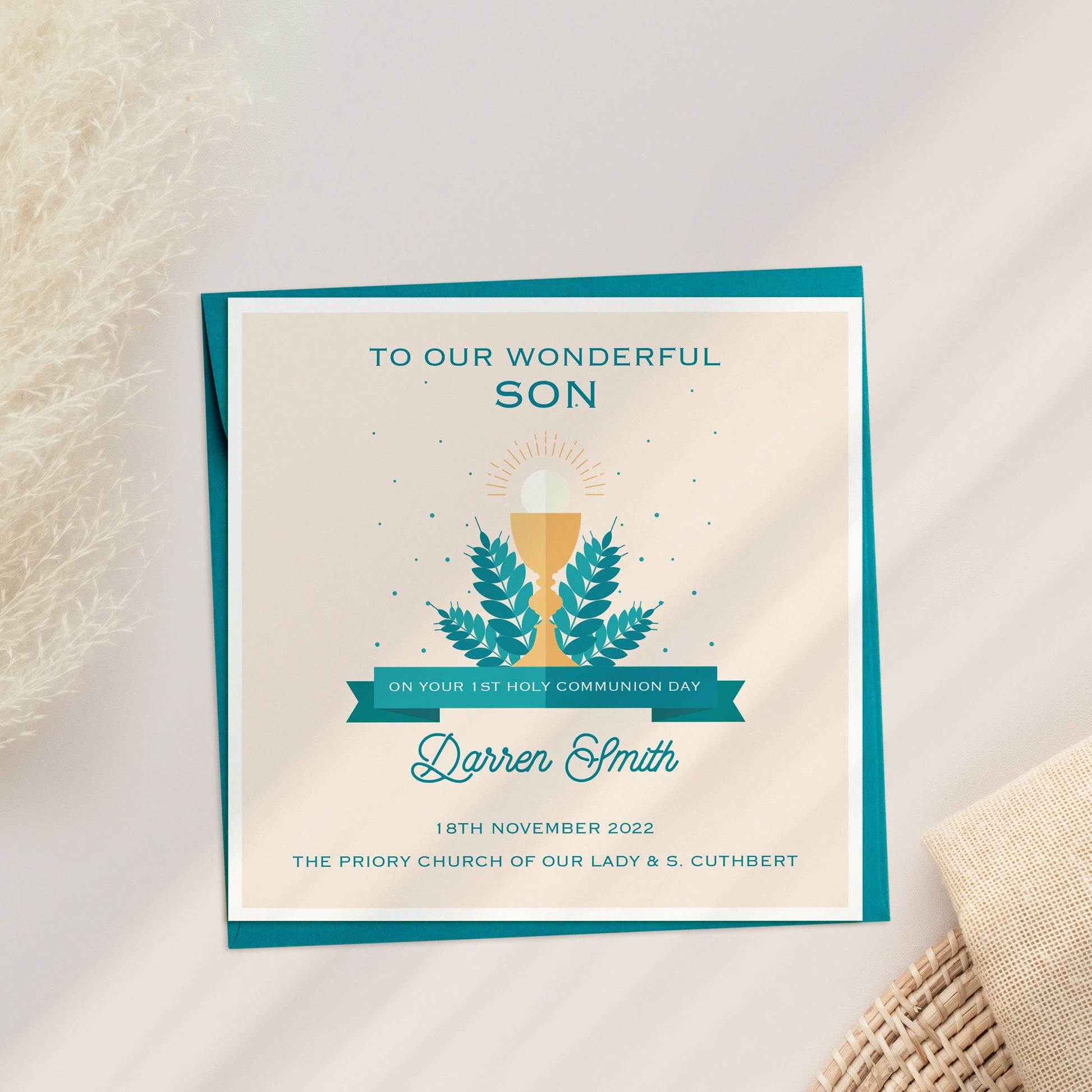 1st Holy Communion Card for Nephew, First Holy Communion Card, Boys Communion, Holy Communion Day for Grandson, Holy Communion Card for Son