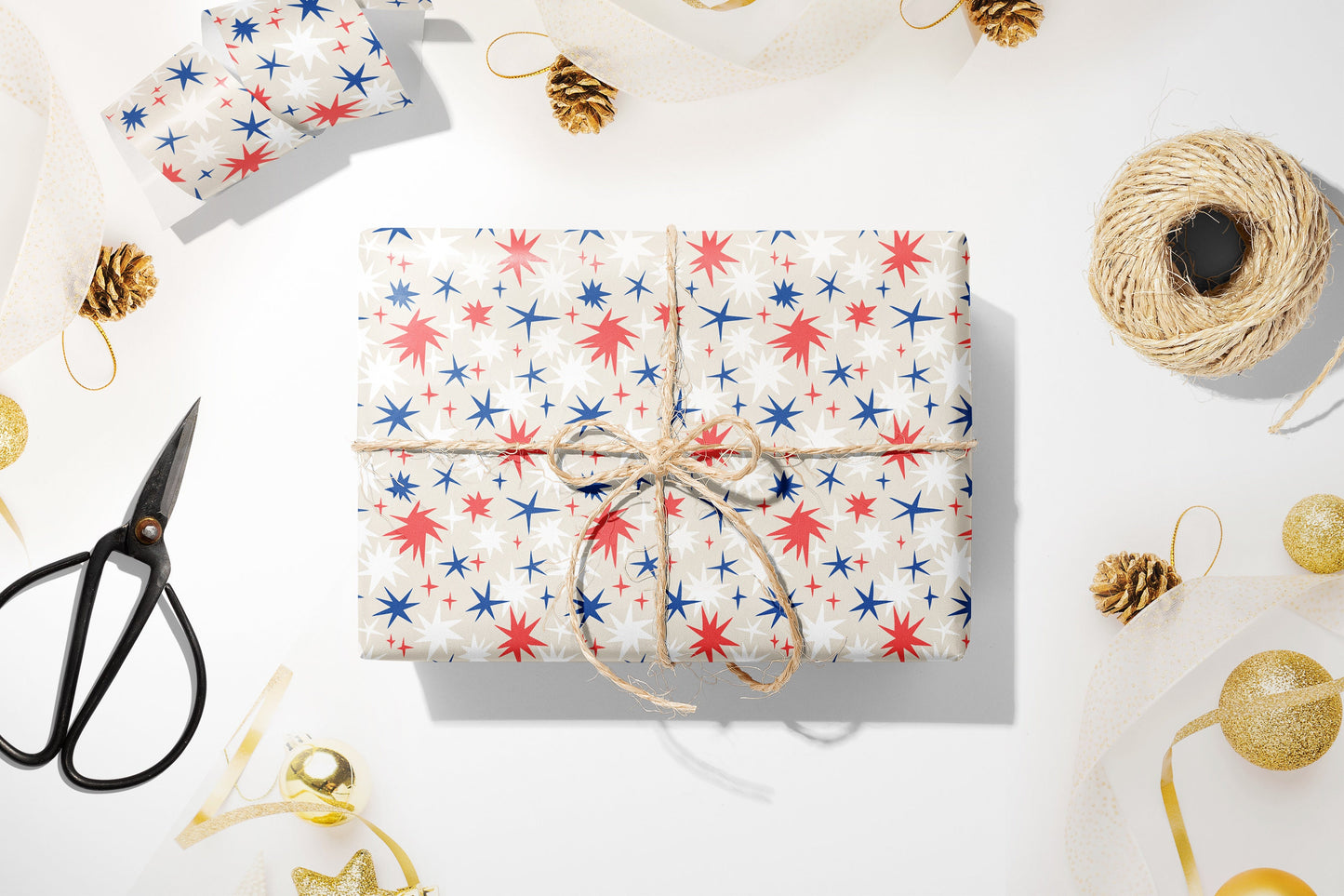 Henri Matisse Inspired Stars Gift Wrap, Luxury Christmas Wrapping Paper, Festive Wrapping Paper, Red and Blue Gift Wrapping Paper
