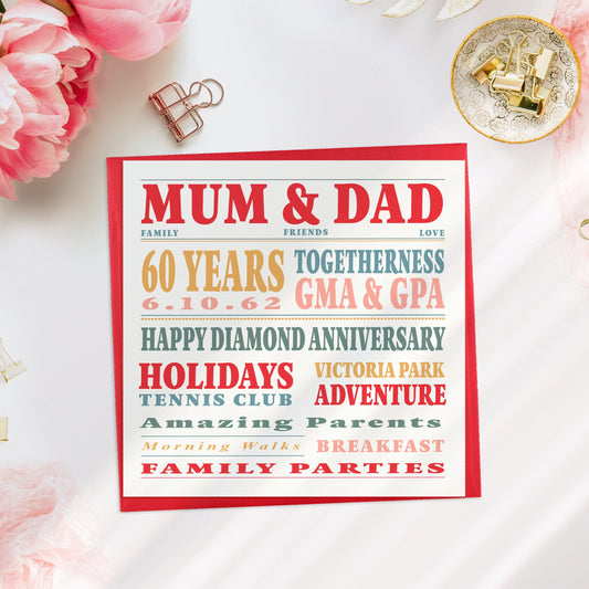 Personalised Mum & Dad Card, Parents Anniversary Card, Anniversary Card for Parents, Grandparents Anniversary card, Anniversary Card