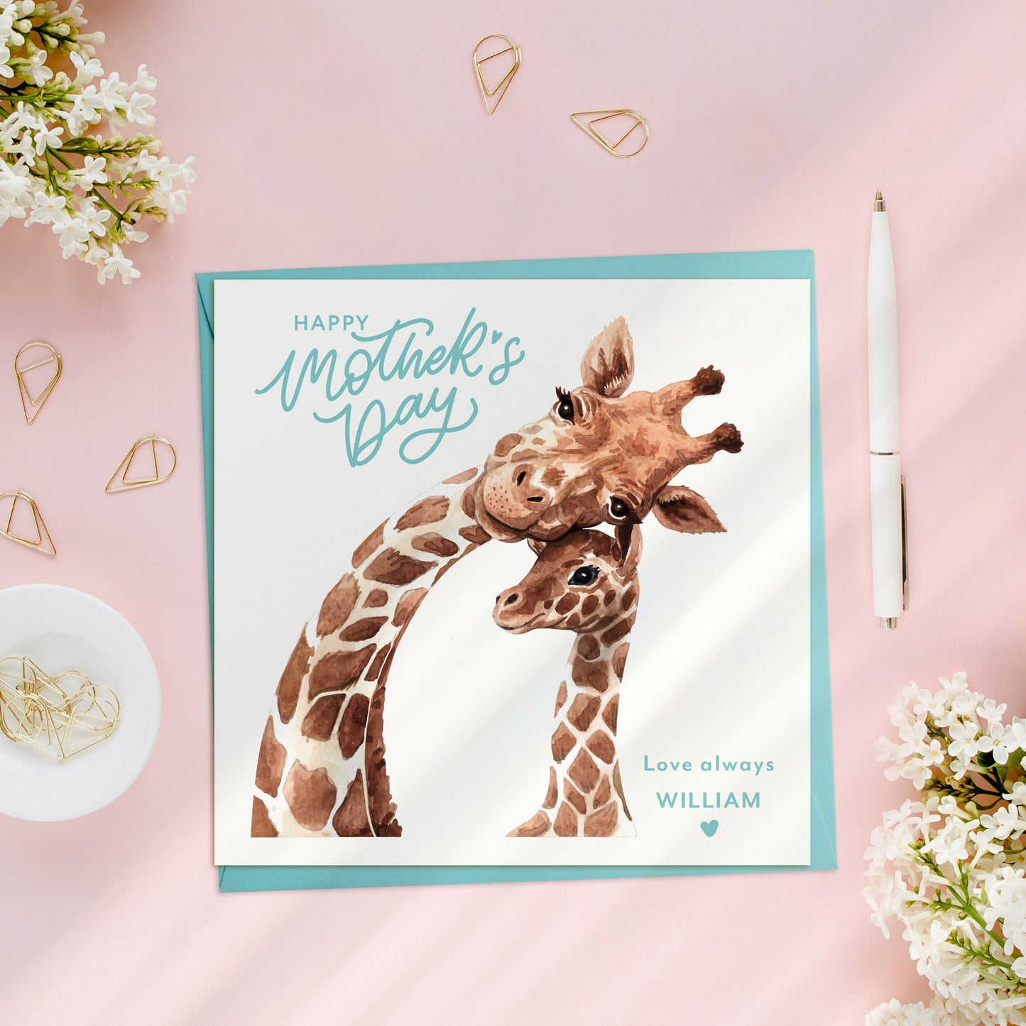Mother's Day Giraffe Card, Mum And Child Card, Personalised Mummy Card, Personalised Mum Card from Child, Child's Mum Card, Mom Giraffe