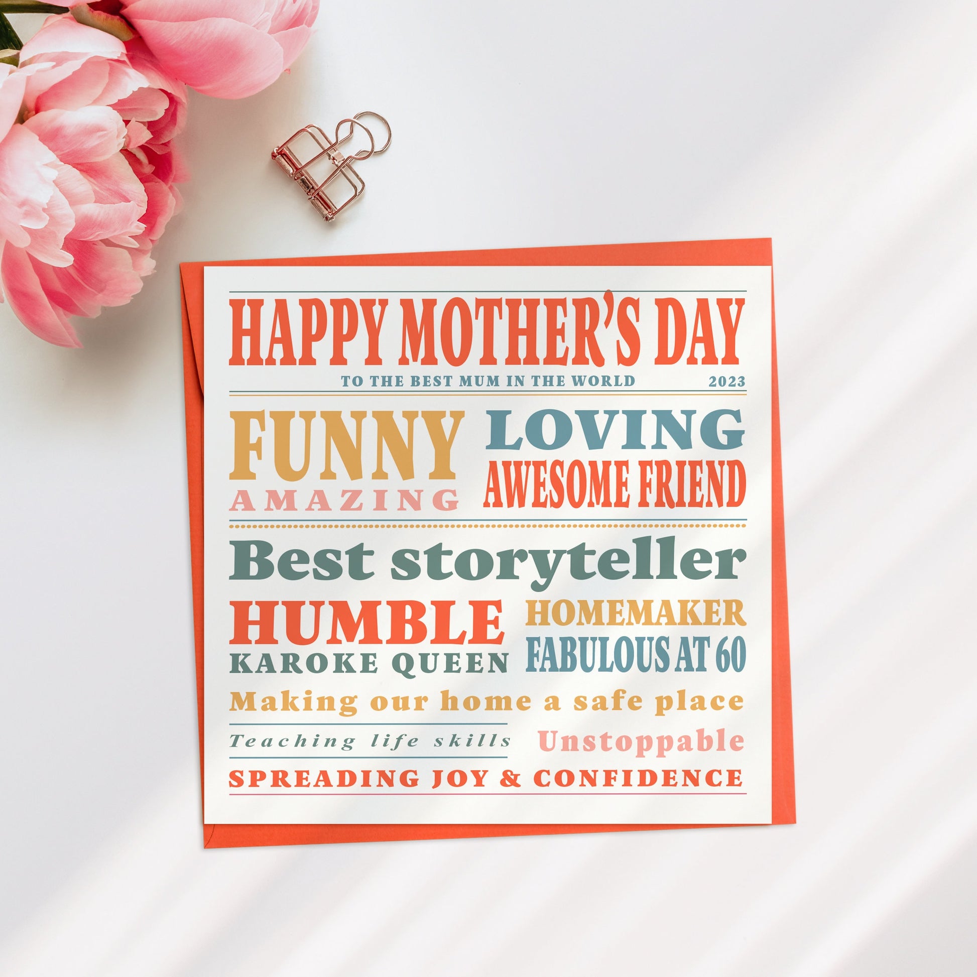 Personalised Word Art Mother's Day Card, Colourful Mother's Day Cards, Mothers Day Card for Grandma, Special Words for Mum, Mum's Qualities