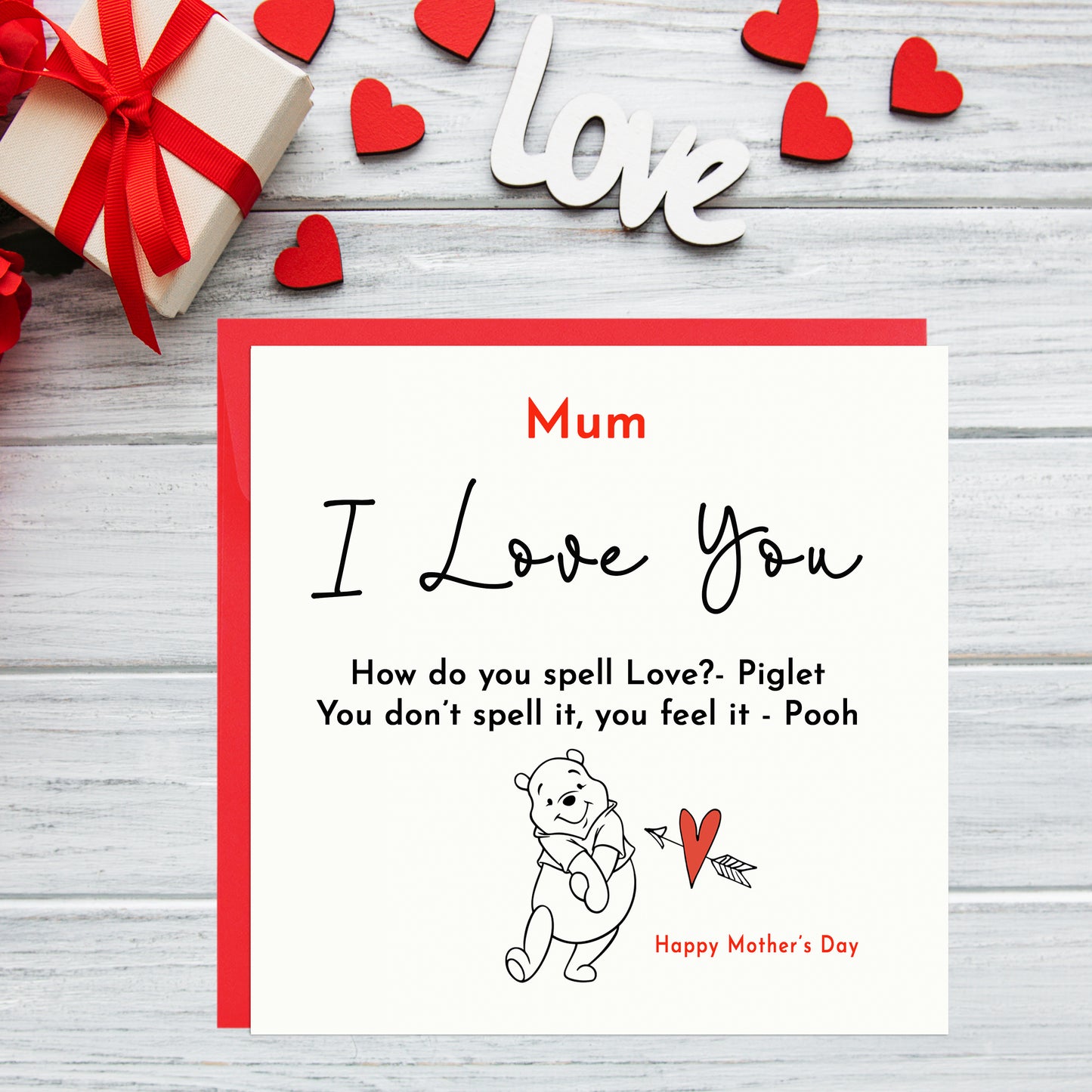 I Love You Pooh Mother's Day Card