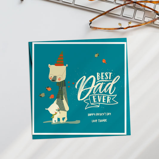 Best Dad Ever Bear Card Personalised Card