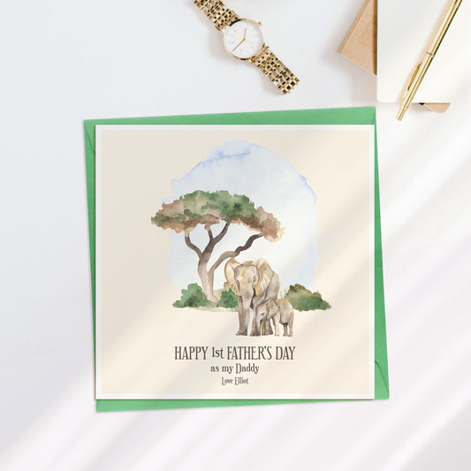 Happy Father's Day Elephant Personalised Card