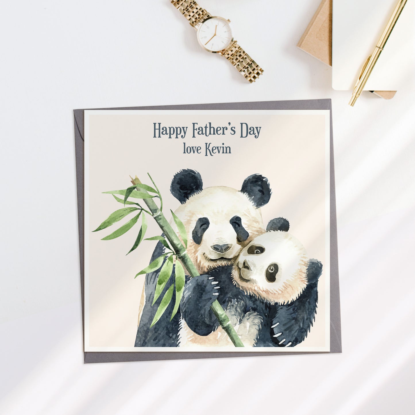Happy 1st Father's Day Panda Personalised Card