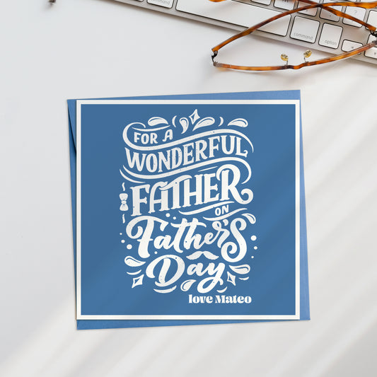 For a wonderful Father Typography Personalised Card