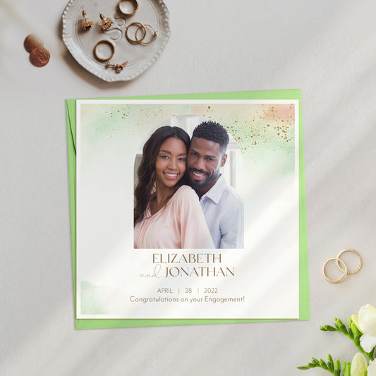 Personalised Watercolour Photo Engagement Card