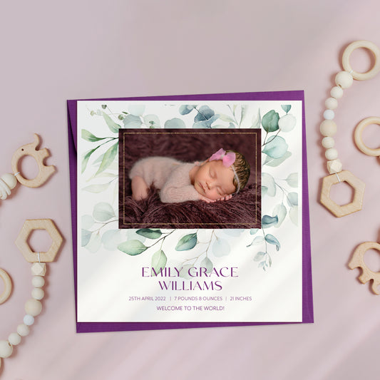 Personalised New Born Baby Photo Card