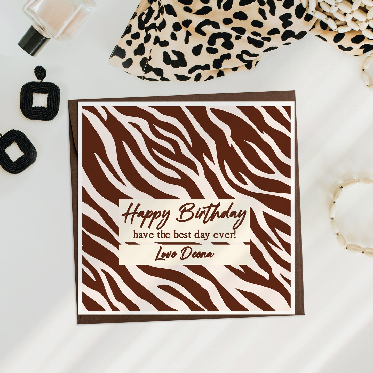 Personalised Birthday Tiger Pattern Card
