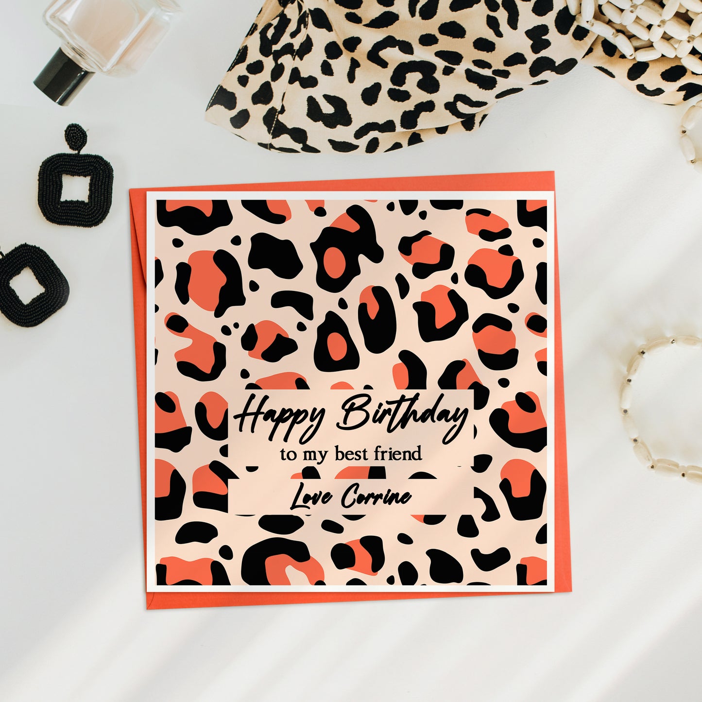 Personalised Birthday Leopard Pattern Card
