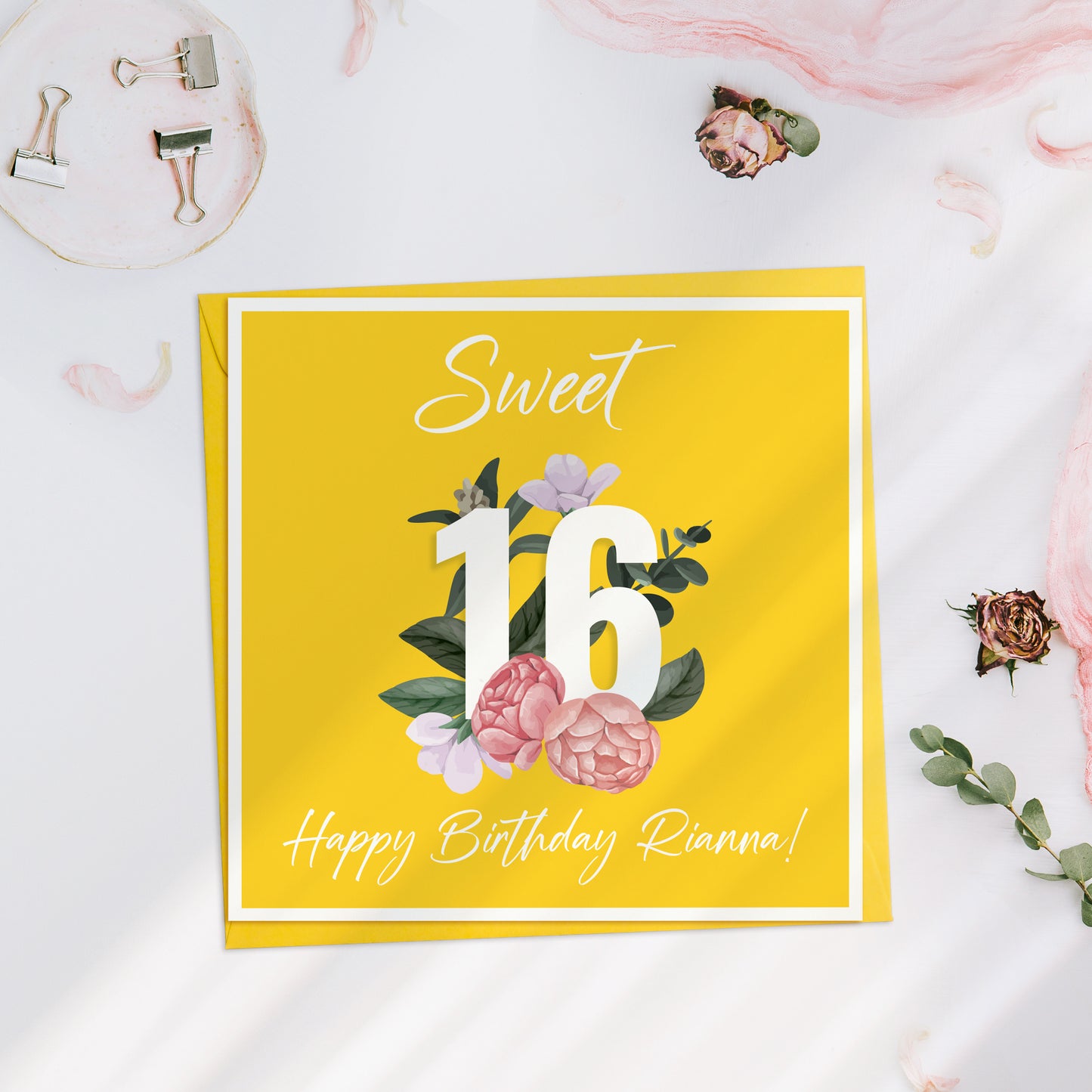Floral 16th Birthday Card For Her