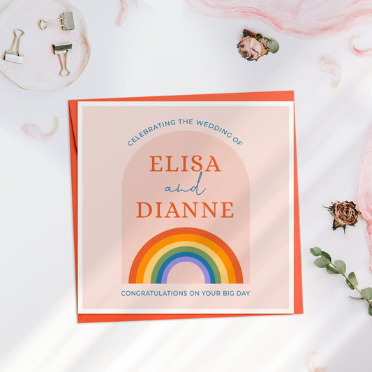 Personalised Rainbow Wedding Card