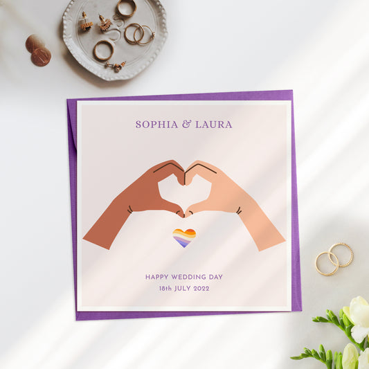Personalised Culturally Diverse Rainbow Wedding Card