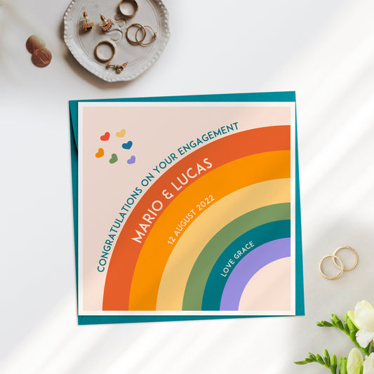 Personalised Rainbow Engagement Card