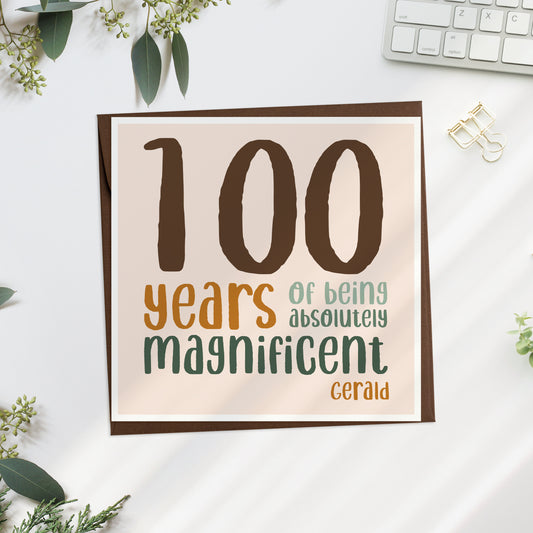 Personalised 100th Masculine Birthday Card