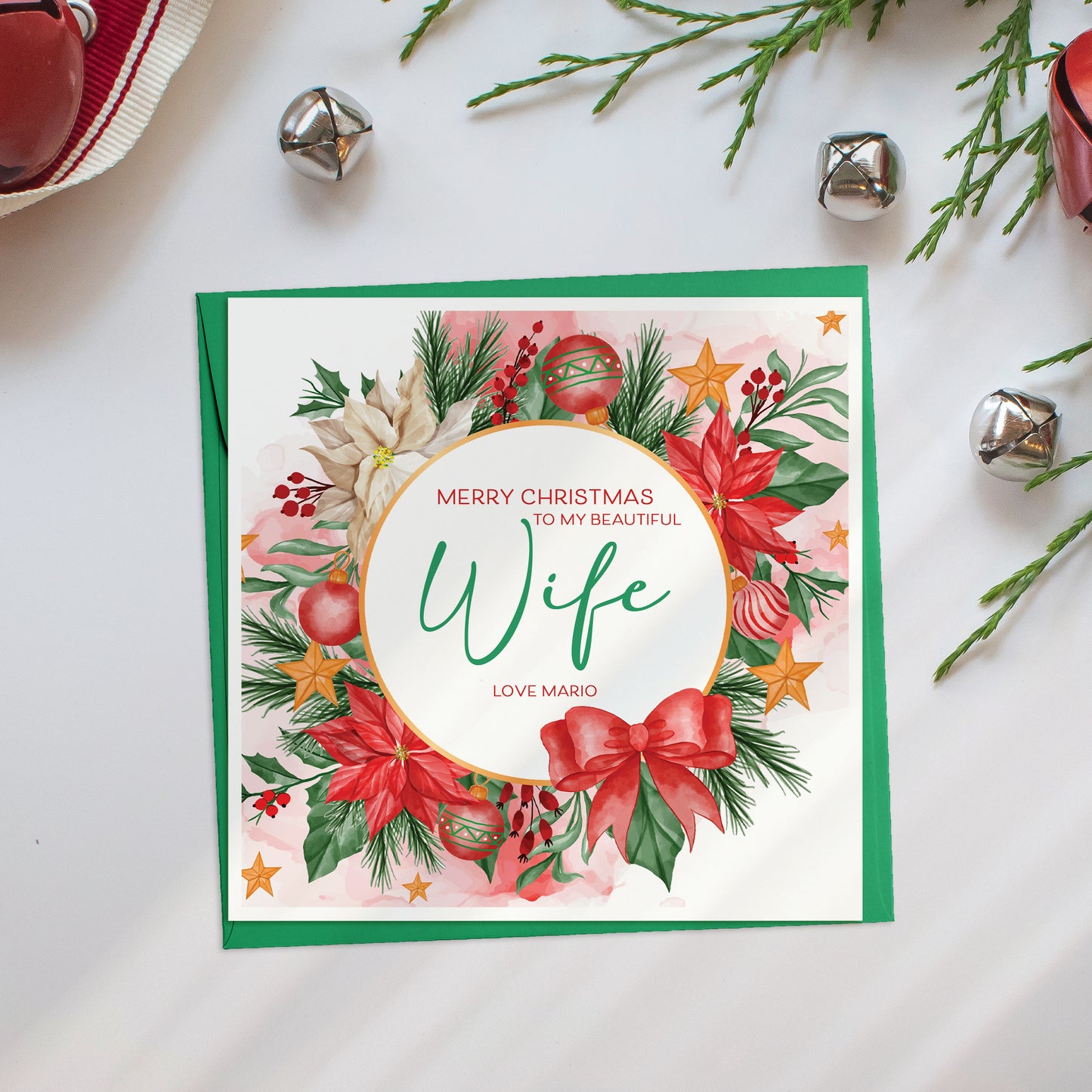 To my wife at Christmas Poinsettia Card