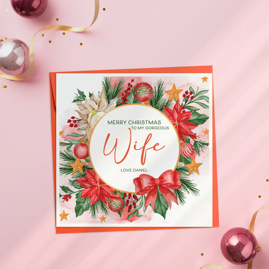 To my wife at Christmas Poinsettia Card