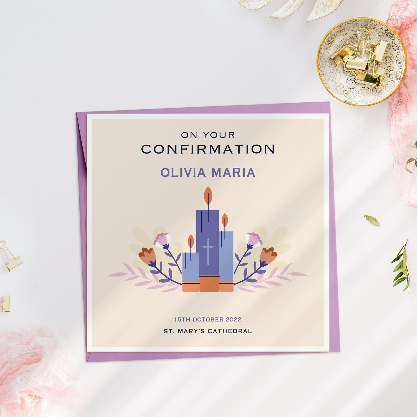 Personalised Confirmation Candles Card