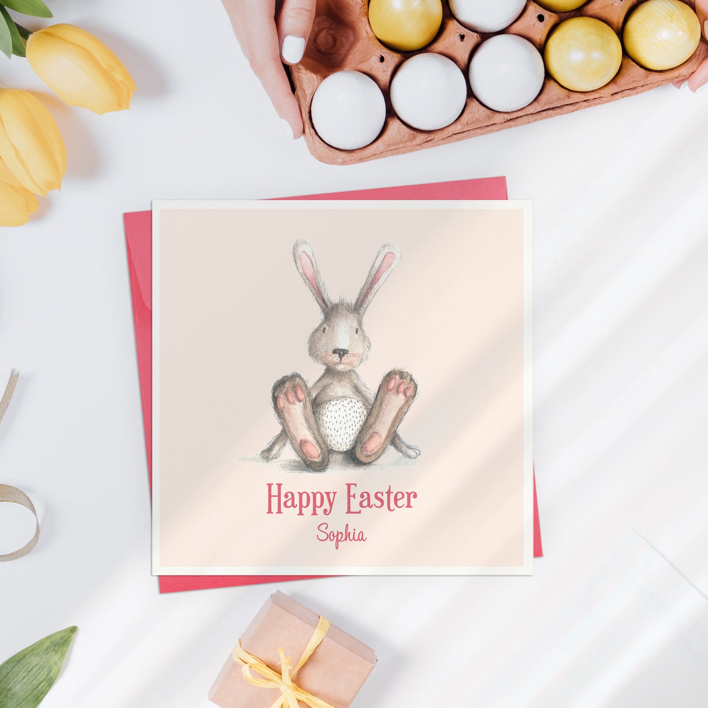 Personalised Little Bunny Easter Card for Girl