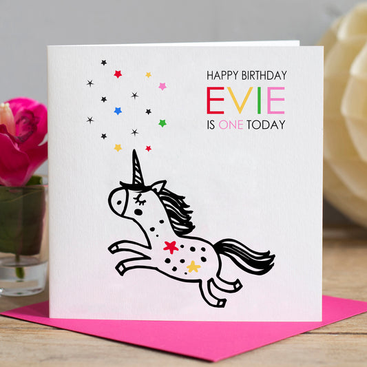 1st Birthday Card Unicorn