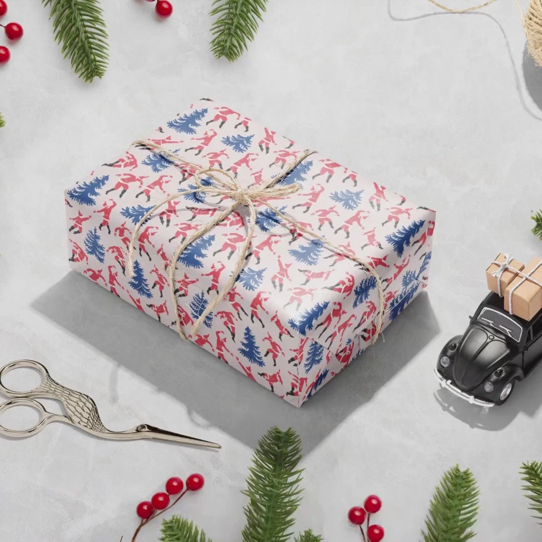 Dancing Santa Christmas Gift Wrapping Paper, Henri Matisse Inspired Gift Wrap Luxury Gift Wrap, Festive Santa Wrapping Paper, Gift Wrapping