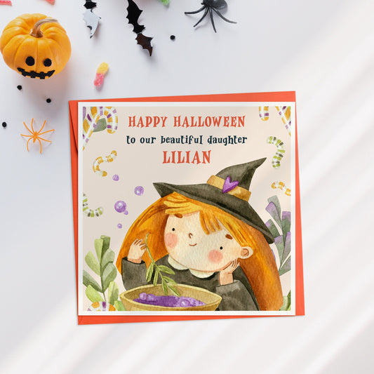Personalised Girl's Halloween Card