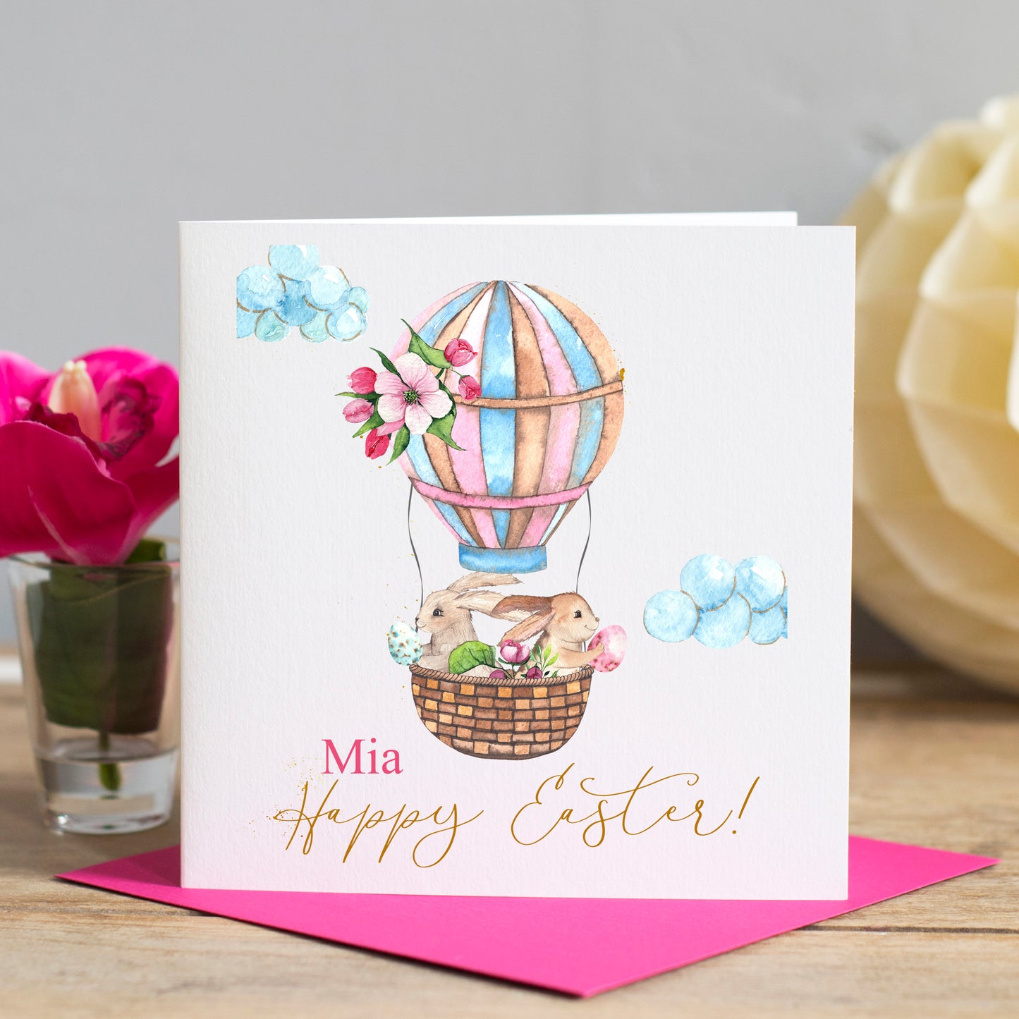Personalised Easter Card, Hot Air Balloon