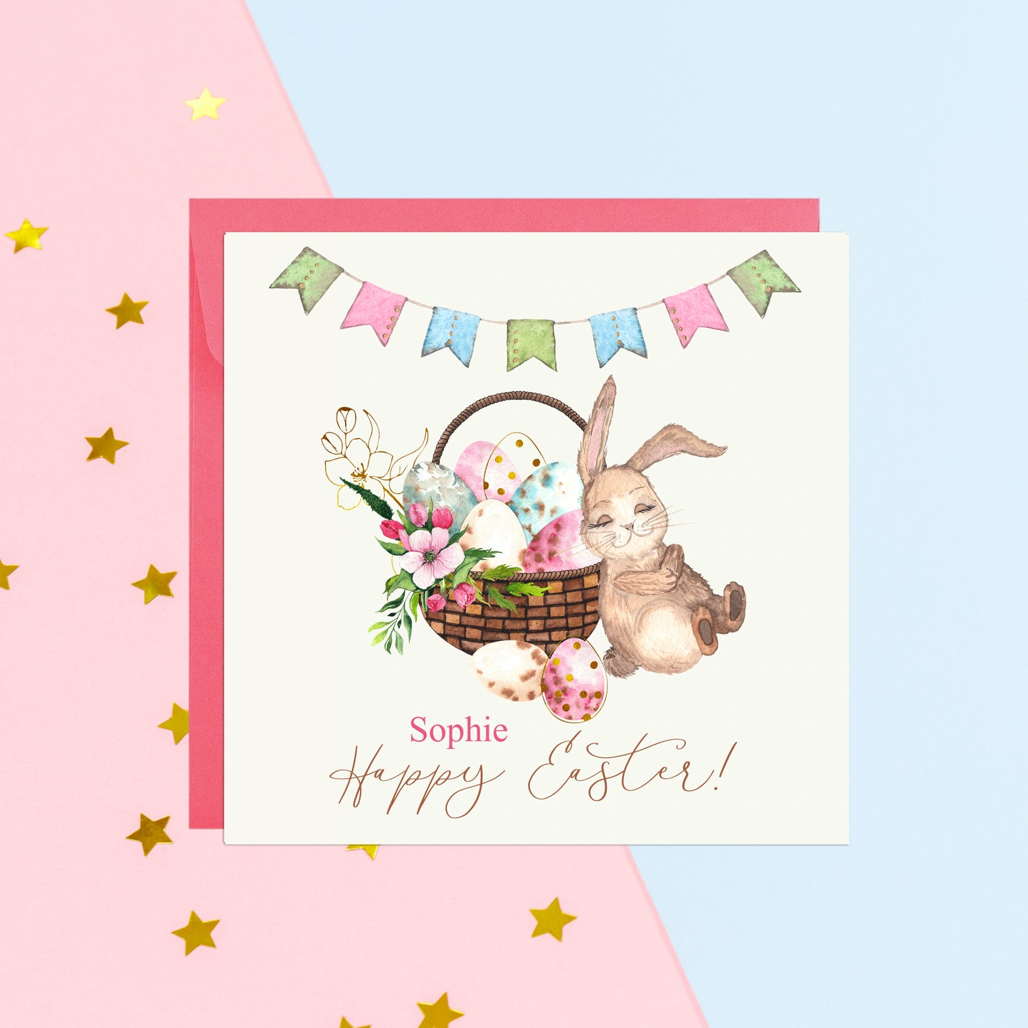 Personalised Easter Card, Sleeping Bunny