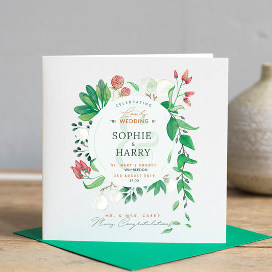 Personalised Modern Greenery Wedding Card