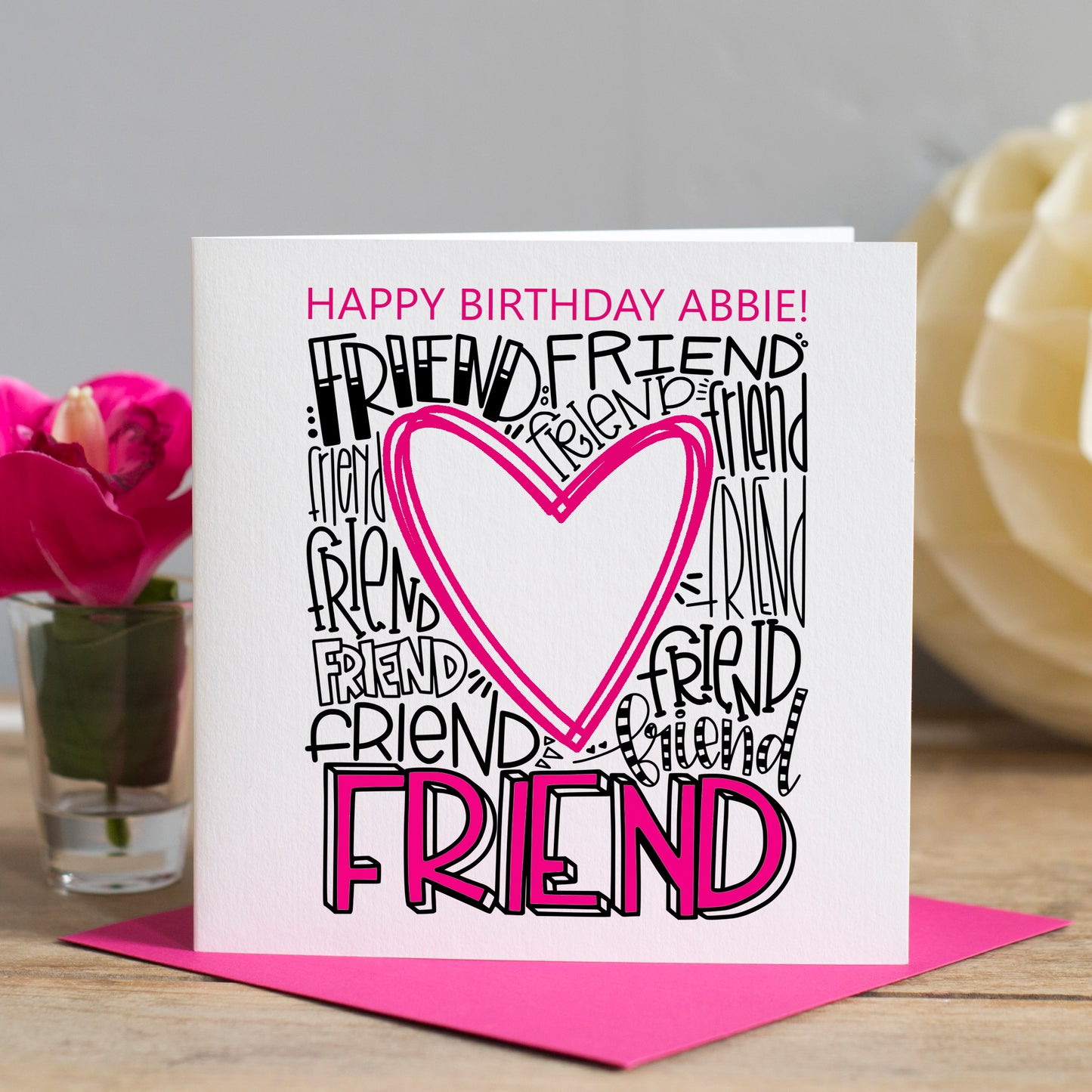 Personalised Friend Typography Birthday Card