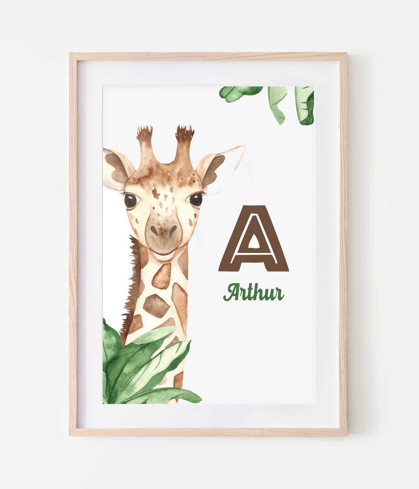 Giraffe Safari Initial Print